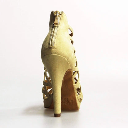 Scarpa da donna Intrigo (780) in camoscio beige con tacco a spillo e plateau, marca Wish Dance Shop