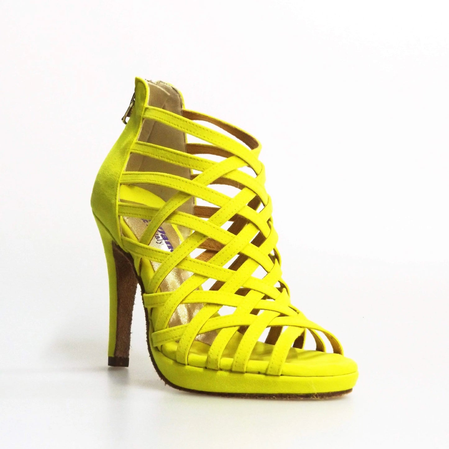 Sandalo donna Intrigo (780) Wish Dance Shop in camoscio giallo con tacco a spillo e plateau, stile elegante e confortevole