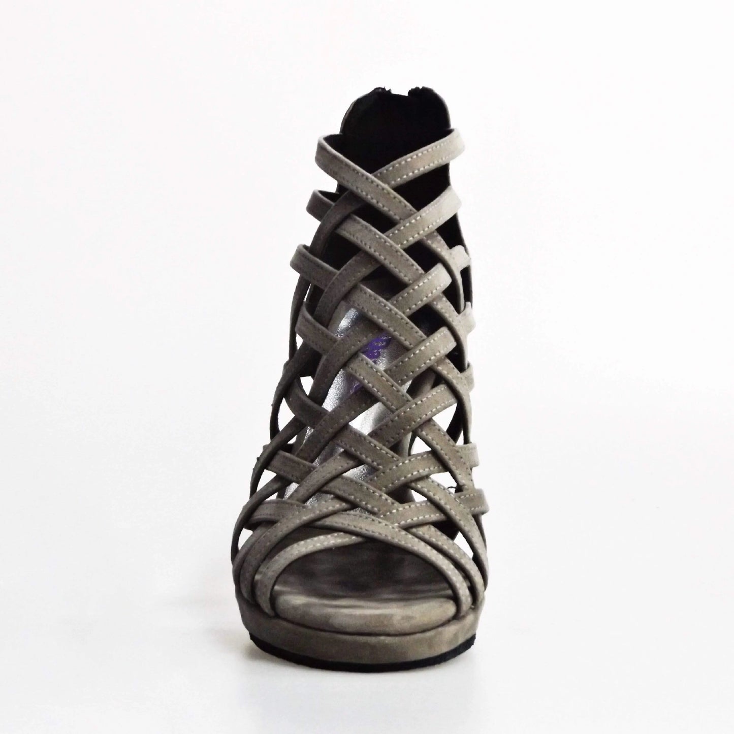 Scarpa da donna Intrigo (780) in camoscio grigio con tacco a spillo largo e plateau, Wish Dance Shop