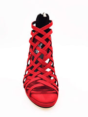 Carica immagine nella Galleria, Wish Dance Shop Intrigo in Camoscio Rosso e Lurex Nero con Plateau
