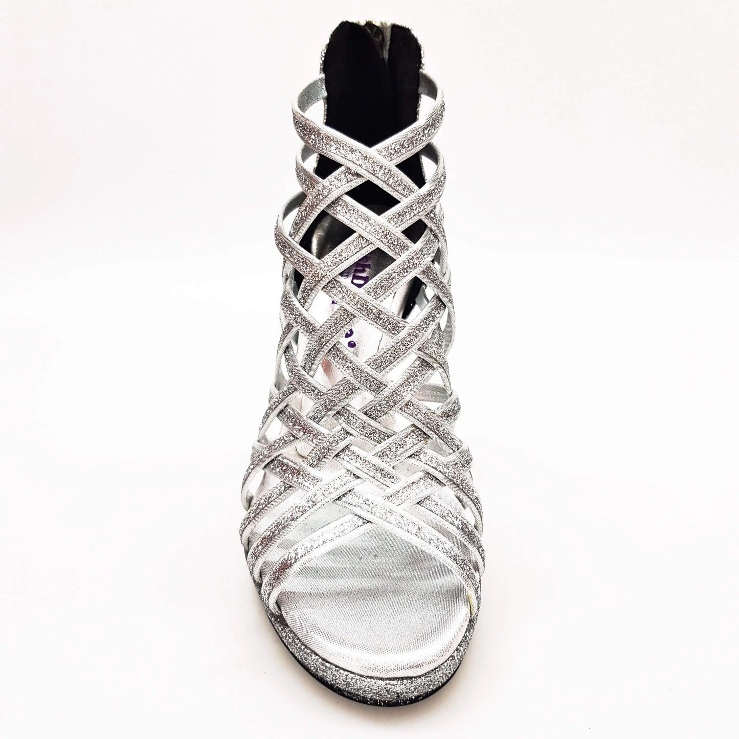 Scarpa da donna INTRIGO 780 di Wish Dance Shop in glitter argento, tacco alto a spillo e plateau con comfort flex