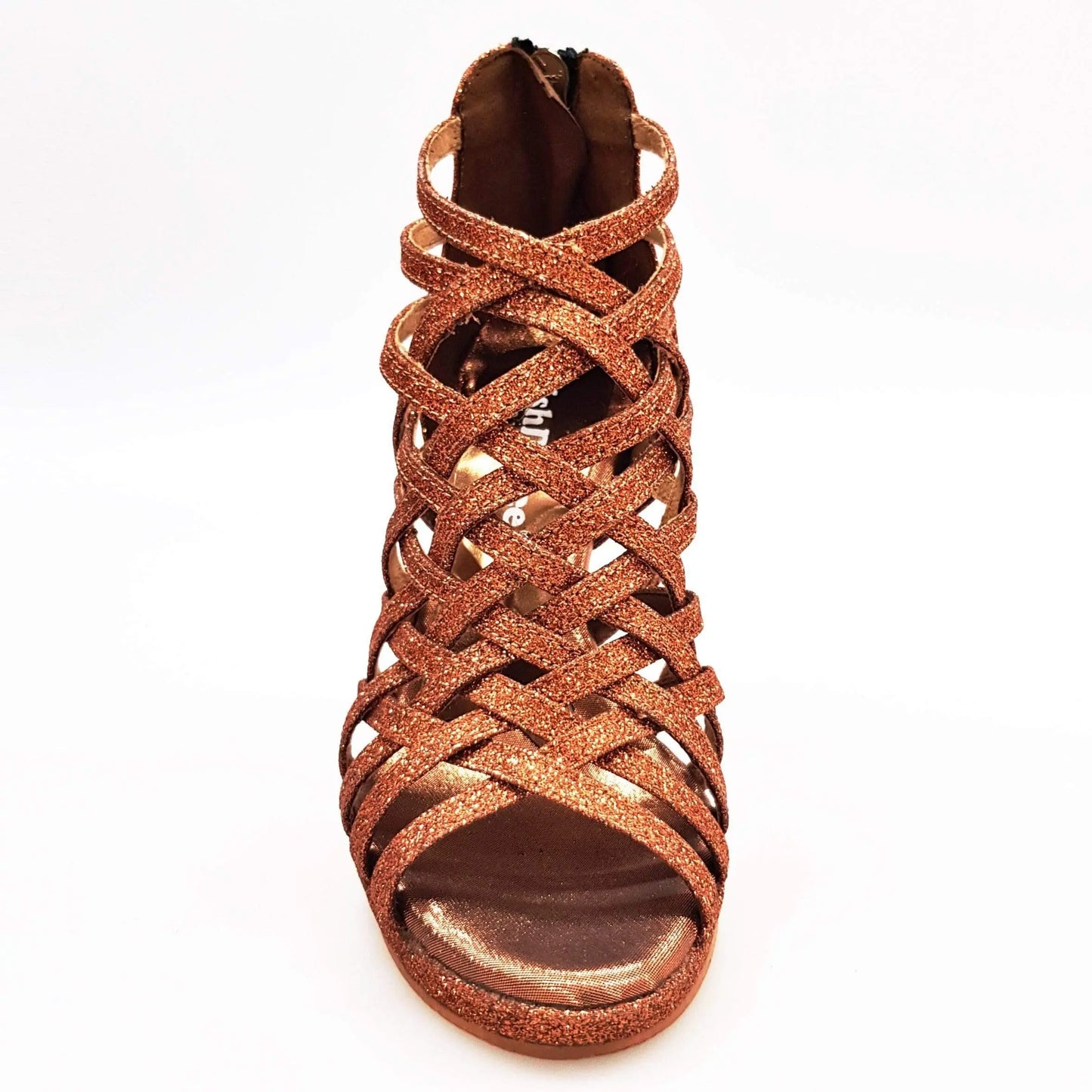 Scarpa da donna Intrigo Wish Dance Shop in glitter bronzo con tacco alto a spillo e plateau laminato oro ramato