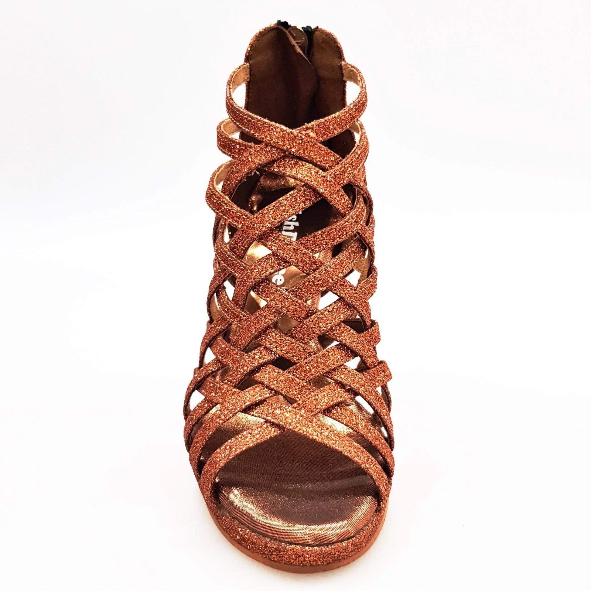 Scarpa da donna Intrigo Wish Dance Shop in glitter bronzo con tacco alto a spillo e plateau laminato oro ramato