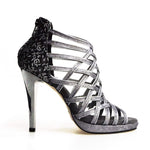 Carica immagine nella Galleria, Wish Dance Shop Intrigo in Glitter Carbon e Fiorato Argento con Plateau
