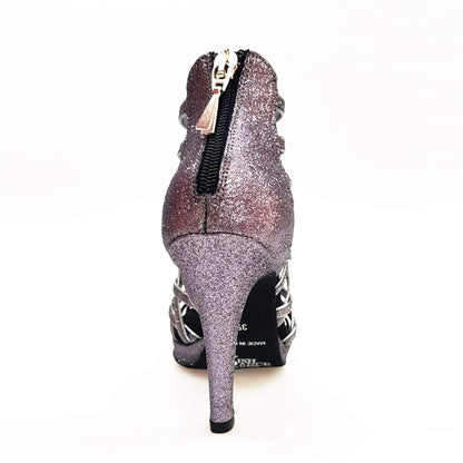 Scarpa da donna Intrigo 780 in glitter carbon con tacco a spillo e plateau, design elegante e brillante.