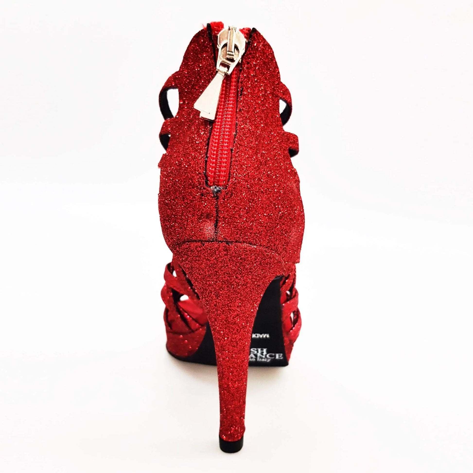 Scarpa da donna Intrigo (780) Wish Dance Shop in glitter rosso con tacco alto a spillo e plateau flessibile.