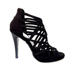 Load image into Gallery viewer, Intrigo (780) - Woman&#39;s Sandal in Black Suede with Wide Stiletto Heel and Plateau

