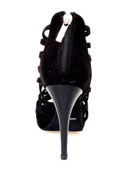 Carica immagine nella Galleria, Intrigo (780) - Sandalo da Donna in Camoscio Nero con Tacco a Spillo Largo e Plateau
