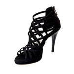 Load image into Gallery viewer, Intrigo (780) - Woman&#39;s Sandal in Black Suede with Wide Stiletto Heel and Plateau
