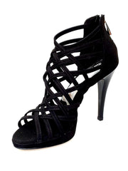 Carica immagine nella Galleria, Intrigo (780) - Sandalo da Donna in Camoscio Nero con Tacco a Spillo Largo e Plateau
