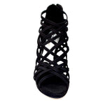 Load image into Gallery viewer, Intrigo (780) - Woman&#39;s Sandal in Black Suede with Wide Stiletto Heel and Plateau

