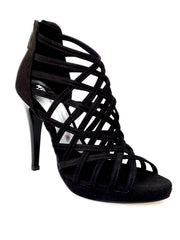 Carica immagine nella Galleria, Intrigo (780) - Sandalo da Donna in Camoscio Nero con Tacco a Spillo Largo e Plateau
