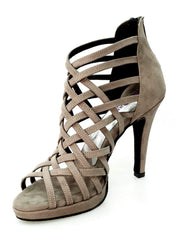 Carica immagine nella Galleria, Intrigo (780) - Scarpa da Donna in Camoscio Grigio Tortora con Tacco a Spillo Largo e Plateau
