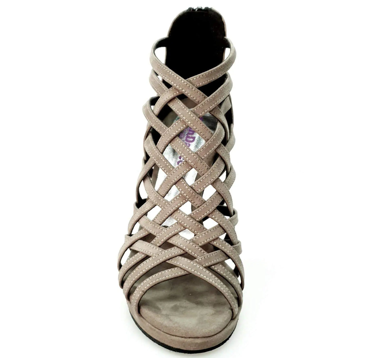 Scarpa donna Intrigo (780) in camoscio grigio tortora con tacco a spillo largo e plateau, Wish Dance Shop.