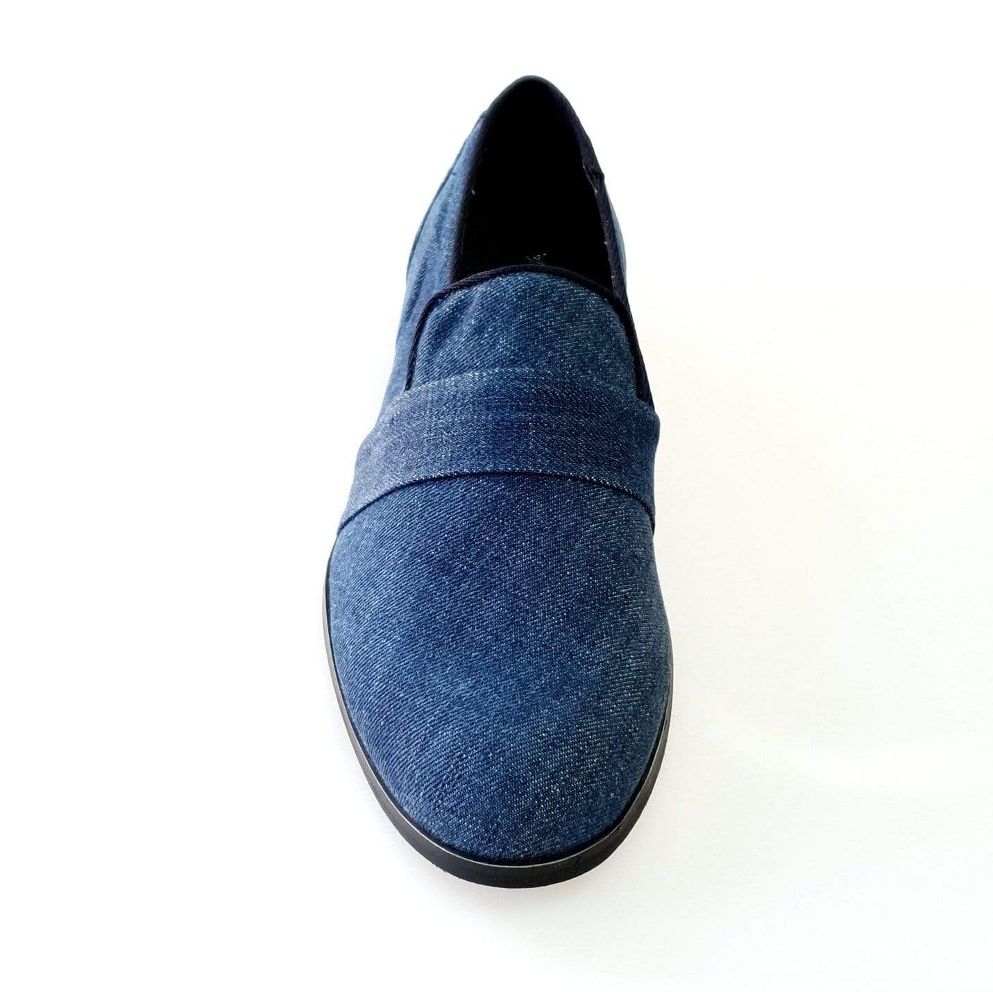 Mocassino da uomo Jackson in tessuto blu jeans con fodera in vera pelle italiana, scarpa Wish Dance Shop.