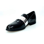 Load image into Gallery viewer, Wish Dance Shop Jackson Mocassino Vernice Nera e Fascia Argento
