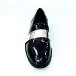 Load image into Gallery viewer, Wish Dance Shop Jackson Mocassino Vernice Nera e Fascia Argento
