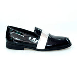 Load image into Gallery viewer, Wish Dance Shop Jackson Mocassino Vernice Nera e Fascia Argento
