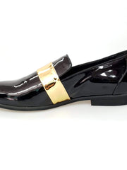 Carica immagine nella Galleria, Wish Dance Shop Jackson Mocassino Vernice Nera e Fascia Oro
