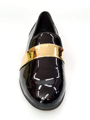 Carica immagine nella Galleria, Wish Dance Shop Jackson Mocassino Vernice Nera e Fascia Oro
