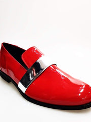 Load image into Gallery viewer, Wish Dance Shop Jackson Mocassino Vernice Rossa e Fascia Argento
