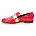 Load image into Gallery viewer, Wish Dance Shop Jackson Mocassino Vernice Rossa e Fascia Oro
