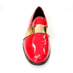 Load image into Gallery viewer, Wish Dance Shop Jackson Mocassino Vernice Rossa e Fascia Oro
