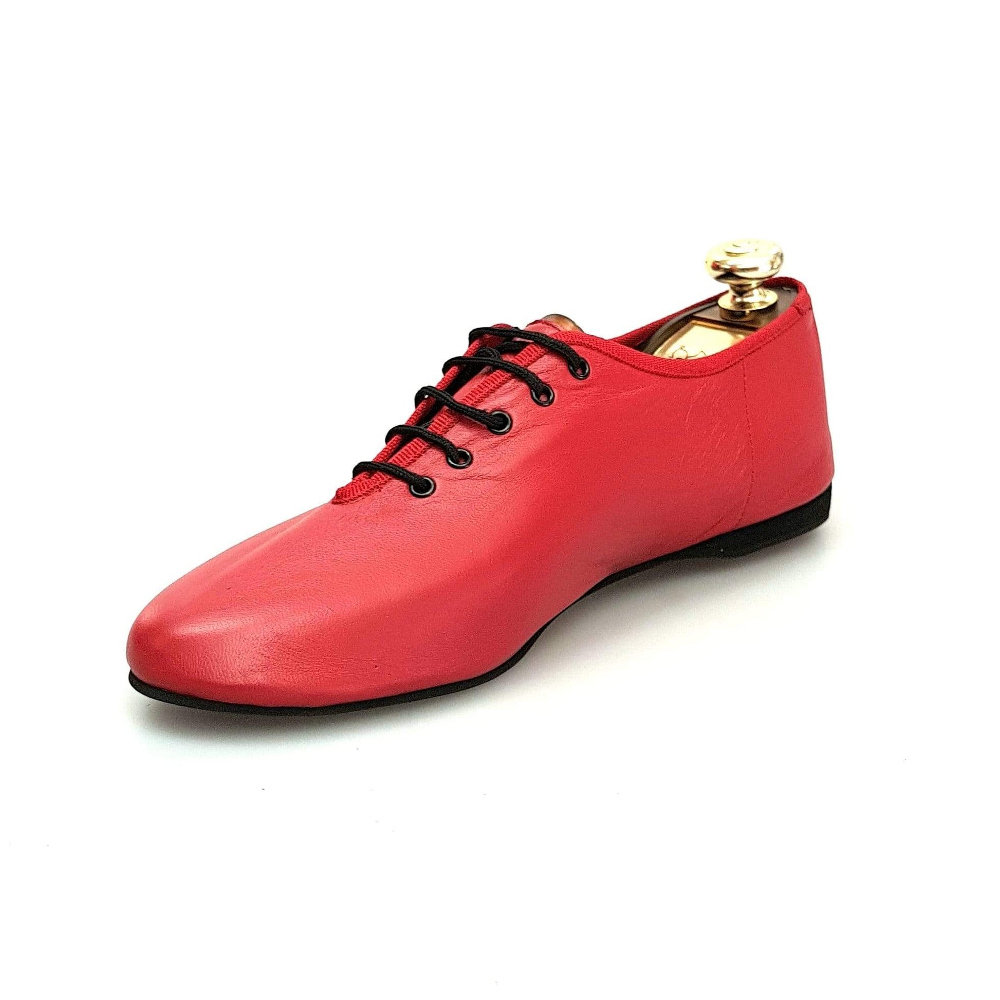 Scarpa jazz Wish Dance Shop Jazz 04 in pelle rossa, con suola flessibile e design elegante per ballo.