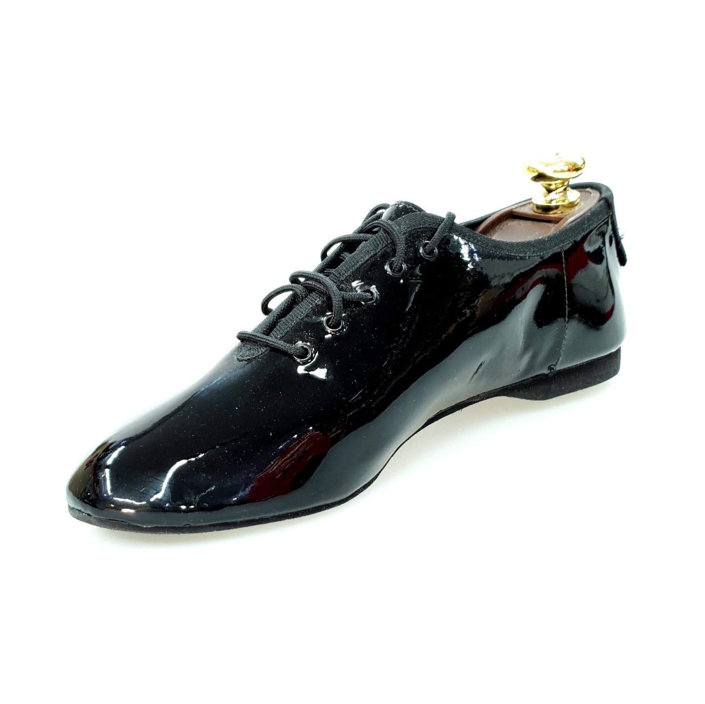 Scarpa Jazz Confort Jazz 04 in vernice nera con suola antiscivolo, ideale per ballo, marca Wish Dance Shop