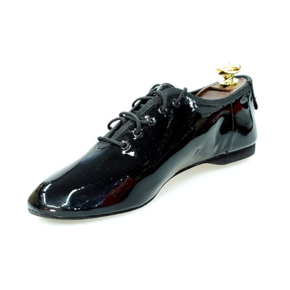 Scarpa Jazz Confort Jazz 04 in vernice nera con suola antiscivolo, ideale per ballo, marca Wish Dance Shop