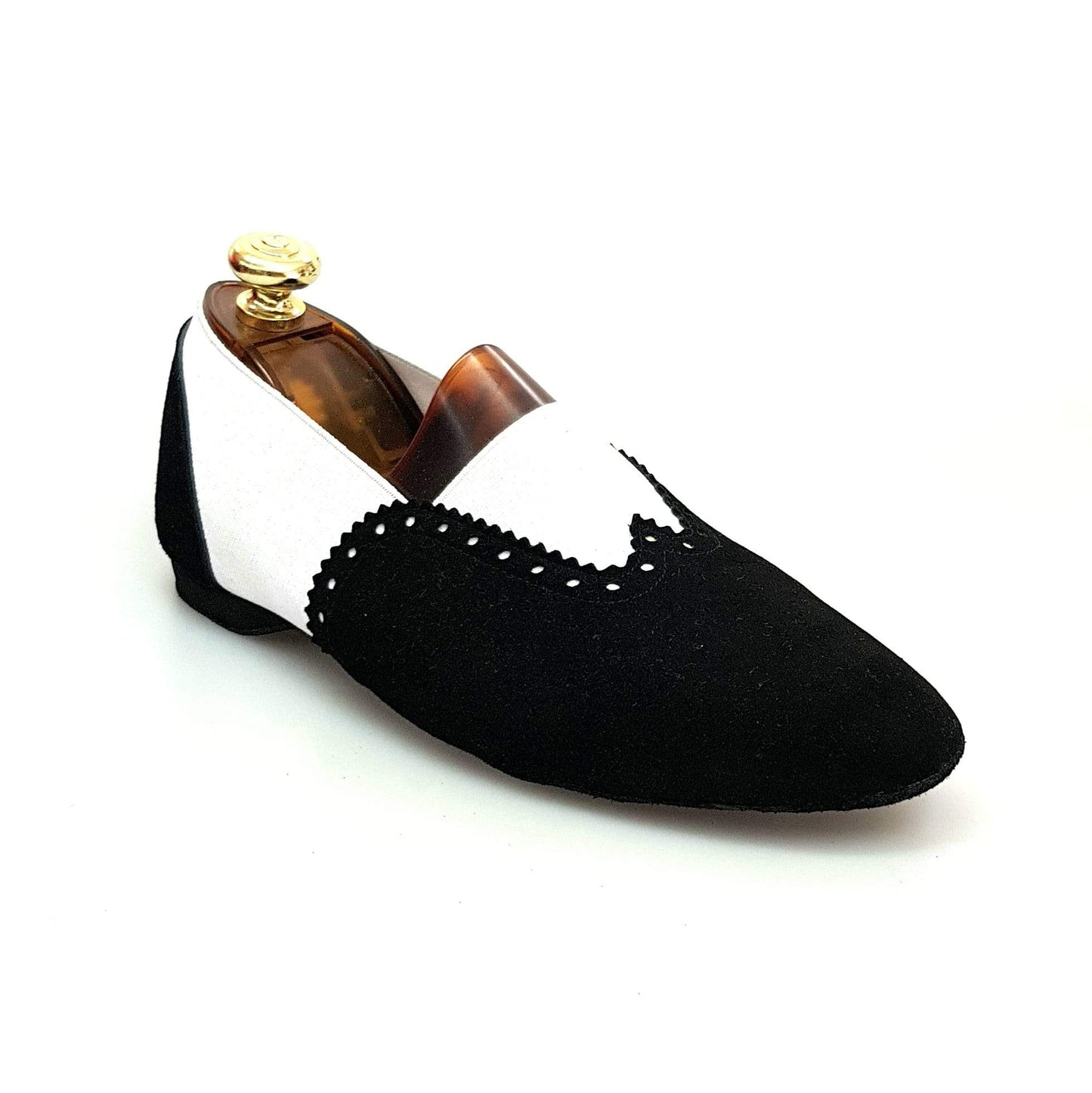 Scarpa jazz Roly Jazz 06 in camoscio nero con elastico bianco, suola bufalo e suola comfort flex, ideale per danza.