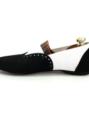 Load image into Gallery viewer, Wish Dance Shop Jazz 06 Camoscio Nero Elastico Bianco
