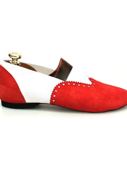 Carica immagine nella Galleria, Wish Dance Shop Jazz 06 Camoscio Rosso Elastico Bianco