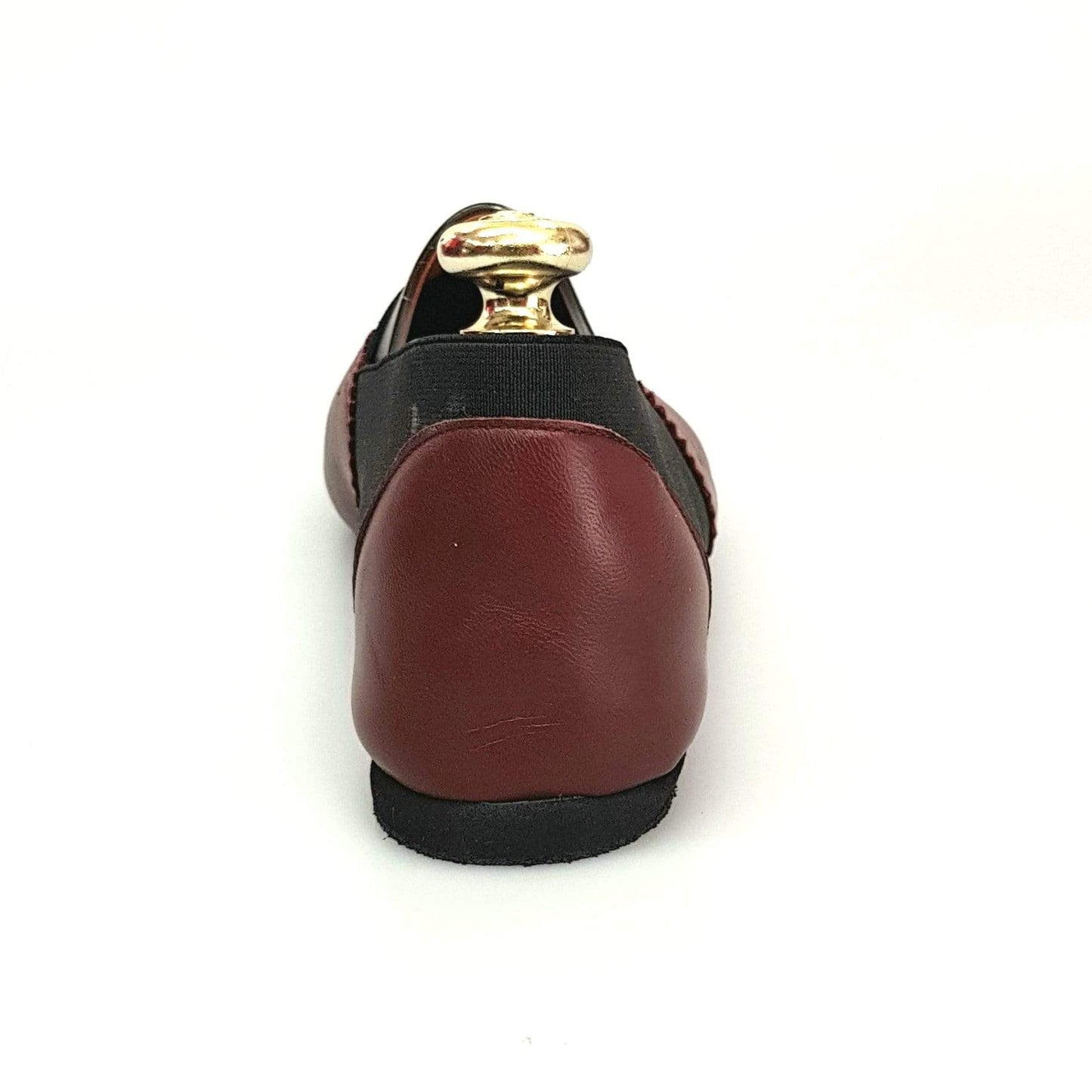 Scarpe jazz Roly Jazz 06 in pelle Bordeaux con elastico nero e suola bufalo Confort Flex, ideali per danza e comfort.