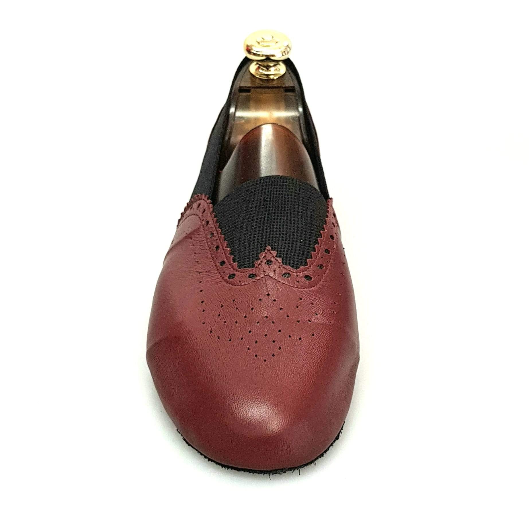 Scarpa Roly Jazz 06 in pelle bordeaux con elastico nero e suola bufalo comfort flex, calzatura elegante e comoda.