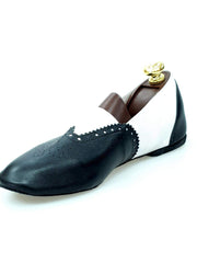 Carica immagine nella Galleria, Wish Dance Shop Jazz 06 Pelle Nera Elastico Bianco
