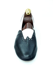 Carica immagine nella Galleria, Wish Dance Shop Jazz 06 Pelle Nera Elastico Bianco
