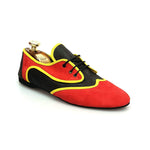 Load image into Gallery viewer, Wish Dance Shop Jazz 07 Angolana Punta Rossa Camoscio Rosso Pelle Nera Kro Giallo
