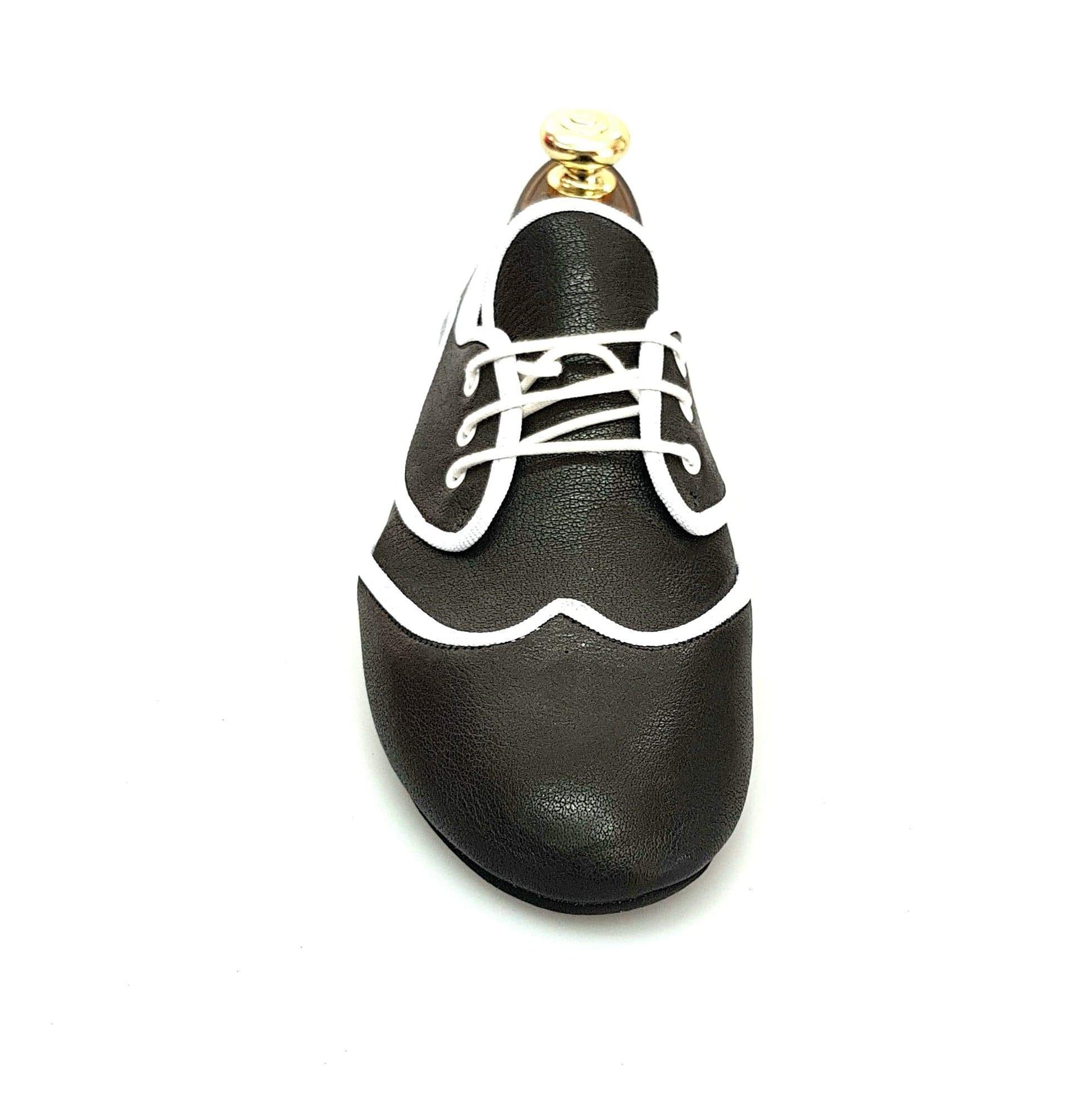 Scarpa jazz Corsaro (Jazz 07) in pelle nera con profilo bianco, ideale per danza, marca Wish Dance Shop.
