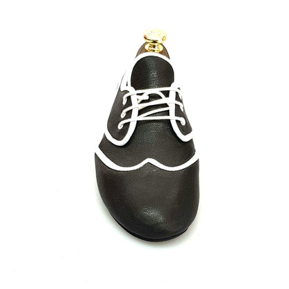 Scarpa jazz Corsaro (Jazz 07) in pelle nera con profilo bianco, ideale per danza, marca Wish Dance Shop.