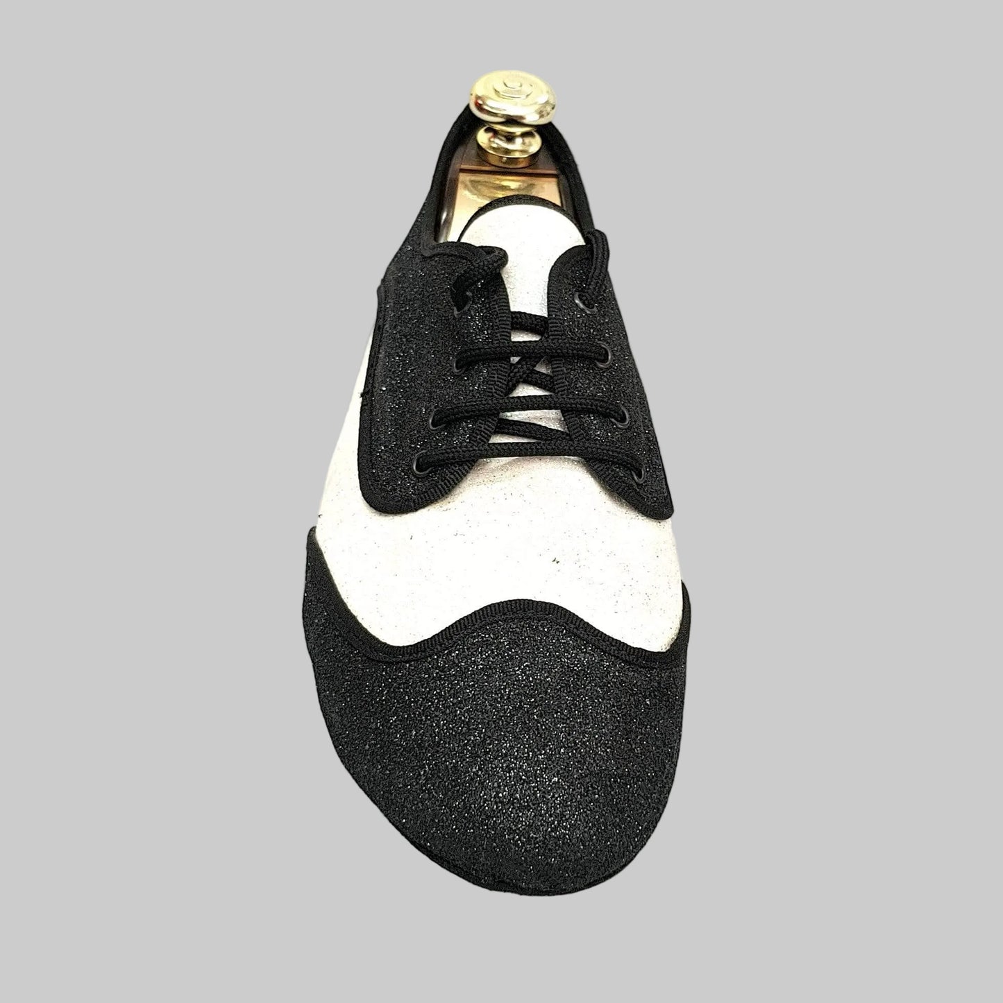 Scarpa jazz Billie Mambo Wish Dance Shop con glitter nero e bianco, profilo nero, per danza e spettacolo.