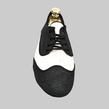 Scarpa jazz Billie Mambo Wish Dance Shop con glitter nero e bianco, profilo nero, per danza e spettacolo.