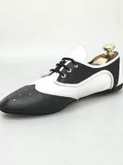 Load image into Gallery viewer, Wish Dance Shop Jazz 07 Pelle Nera Pelle Bianca con Krò Bianco
