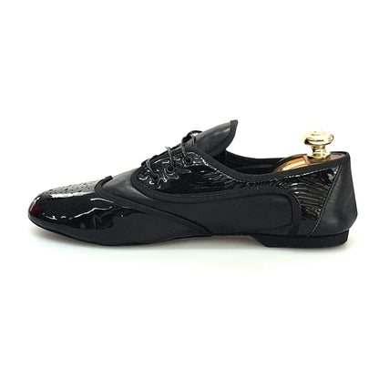 Scarpa jazz Gran Galà (Jazz 07) in pelle e vernice nera, con dettagli eleganti, ideata da Wish Dance Shop.