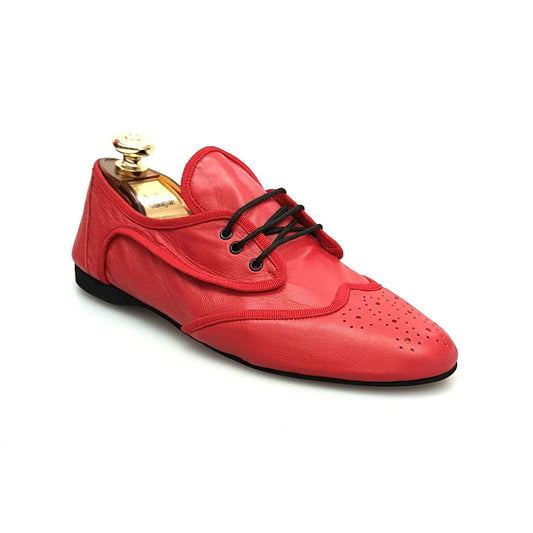Scarpe da jazz Billie (Jazz 07) in pelle rossa con profilo rosso, ideali per allenamenti di danza, marca Wish Dance Shop.