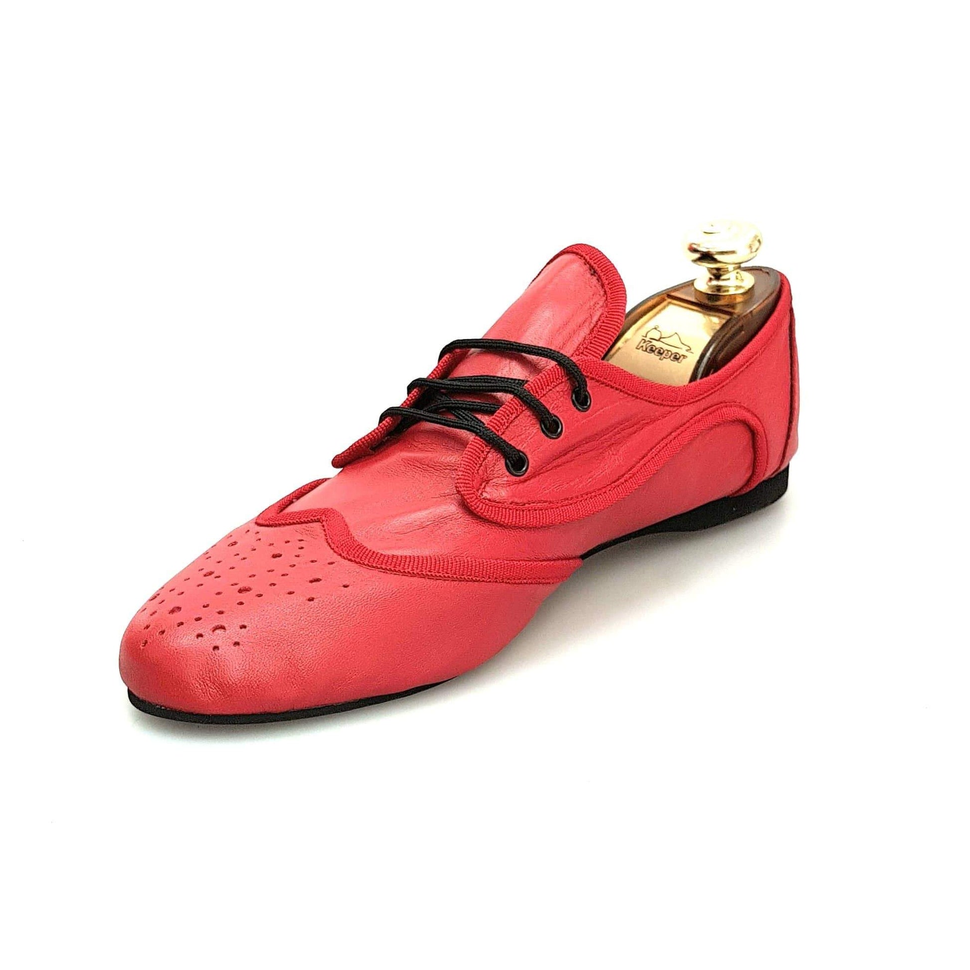 Scarpa jazz Billie (Jazz 07) in pelle rossa con profilo rosso, ideale per allenamento e danza, marca Wish Dance Shop