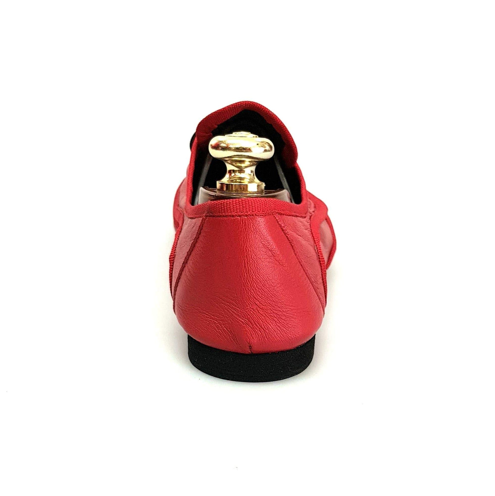 Scarpe da jazz Billie (Jazz 07) in pelle rossa con profilo rosso, ideali per allenamento, marca Wish Dance Shop.
