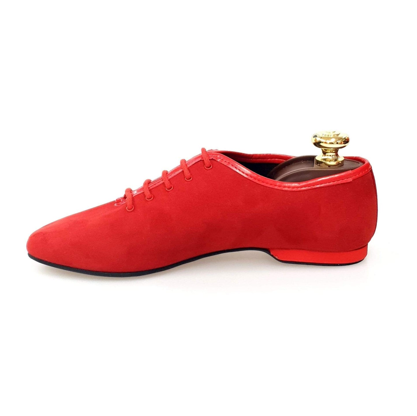 Scarpe da allenamento Jazz 03 in camoscio rosso di Wish Dance Shop, con suola flessibile e design elegante per danza.