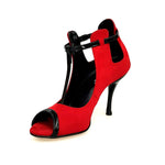 Carica immagine nella Galleria, Wish Dance Shop Jenny in camoscio rosso con dettagli in vernice nera
