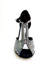 Load image into Gallery viewer, Wish Dance Shop L6 Scarpa Da Donna in Raso Nero Con Svarowski Boreali
